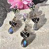 Gemstones Pendant Earrings ❦ Floral Design ❦ Silver