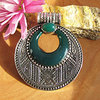 Indian Pendant Green Onyx ❈ Ethnic Style 925 Silver