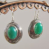Indian Earrings Green Onyx ❦ Ethnic Style 925 Silver