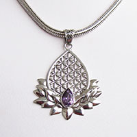 Pendant Amethyst ⚜ Flower of Life ⚜ Lotus Silver