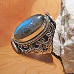 Magnificent Labradorite Ring ☙ Indian Ethnic Design 925 Silver