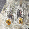 Indian Citrine Earrings ❦ Floral Ornament 925 Silver