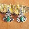 Indian Malachite Earrings • stylish Design 925 Silver