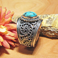 Indian Turquoise Ring ☙ Ethnic Style ☙ 925 Silver Jewelry