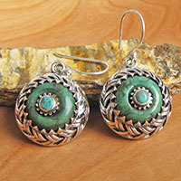 Indian Turquoise Earrings ⚜ artful Design 925 Silver