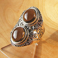 Charming Smoky Quartz Ring - Indian 925 Silver Jewelry