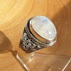 Indian Moonstone Ring decorated • Ethnic Style 925 Silver