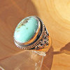 Indian Turquoise Ring • Ethnic Style 925 Silver