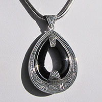 Indischer Onyx Anhänger ❦ Ethno Design ❦ 925 Silber