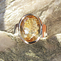 Eleganter Citrin Ring ☼ Indischer 925 Silber Schmuck