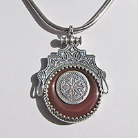 Magnificent Pendant Red Onyx ☸ Indian 925 Silver Design