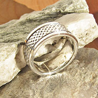 Design Ring mit Gravur • Mittelstück drehbar • 925 Silber