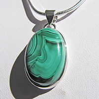 Indian Pendant with Malachite • 925 Silver Jewelry