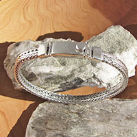 Design Bracelet finely braided ⯌ Clasp shiny ⯌ 925 Silver