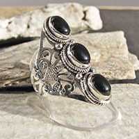 Onyx Ring in Ethnic Look ☙ Indian 925 Silver Jewelry