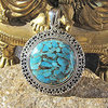 Round Sea Jasper Pendant adorned ❂ 925 Silver Jewelry
