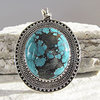 Impressive Turquoise Pendant ornated ❧ 925 Silver