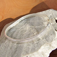 Slender Bracelet • Fine Herringbone Pattern • 925 Silver