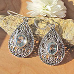 Indian Blue Topaz Earrings ☙ enchanting Braid 925 Silver