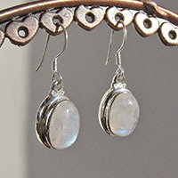 Indian Moonstone Earrings ☼ elegantly ornated 925 Silver