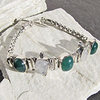 Bracelet Green Onyx and Moonstone ☙ Ethnic Look 925 Silver
