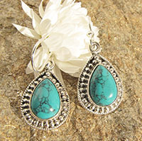 Earrings with Arizona Turquoise • Indian Silver Jewelry