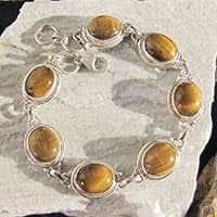 Indian Tiger's-Eye Bracelet ❈ Silver Rim ❈ 925 Silver