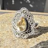 Indian Citrine Ring ❦ Silver Jewelry Ethnic Design