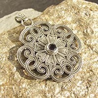 Amulet Pendant with Amethyst ❧ Ethnic Jewelry 925 Silver