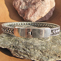 Bracelet 925 Silver ✧ Fine Braided Pattern ✧ Glossy Clasp